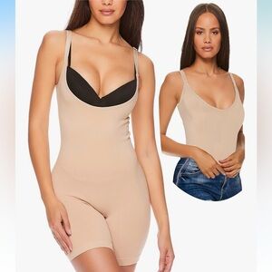 BEBE SHAPING BODYSUIT SEAMLESS MID THIGH NUDE COLOR SIZE 1X NWT